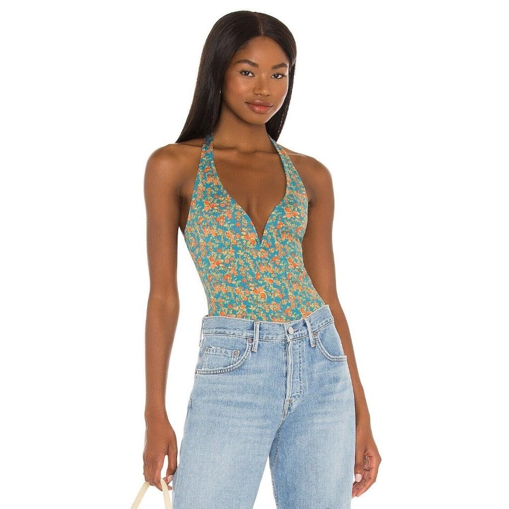 Free People X REVOLVE Lola Bodysuit Turquoise Combo